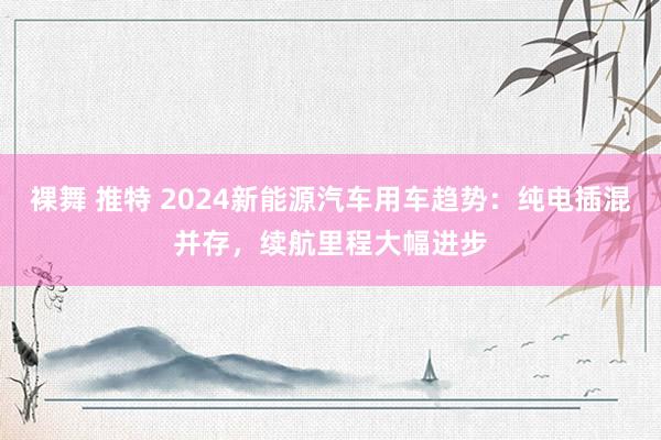 裸舞 推特 2024新能源汽车用车趋势：纯电插混并存，续航里程大幅进步