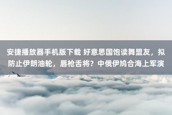 安捷播放器手机版下载 好意思国饱读舞盟友，拟防止伊朗油轮，唇枪舌将？中俄伊鸠合海上军演
